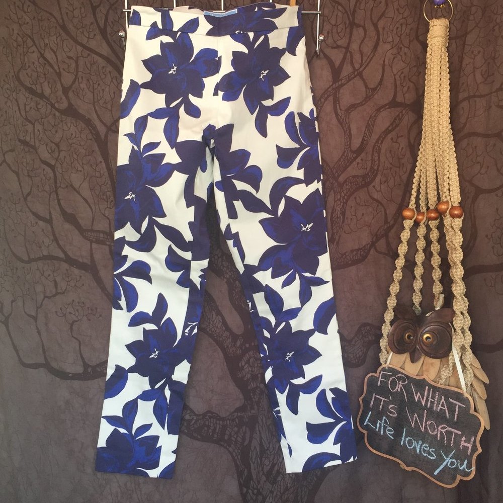 Draper James Blue Iris Floral Cropped Ankle Pants – Size 0